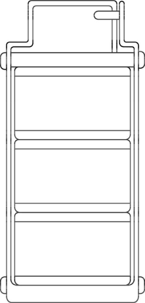 Black line art lunch box. vector
