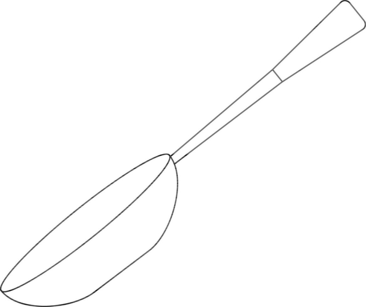 Frying pan in black line art illustration. vector