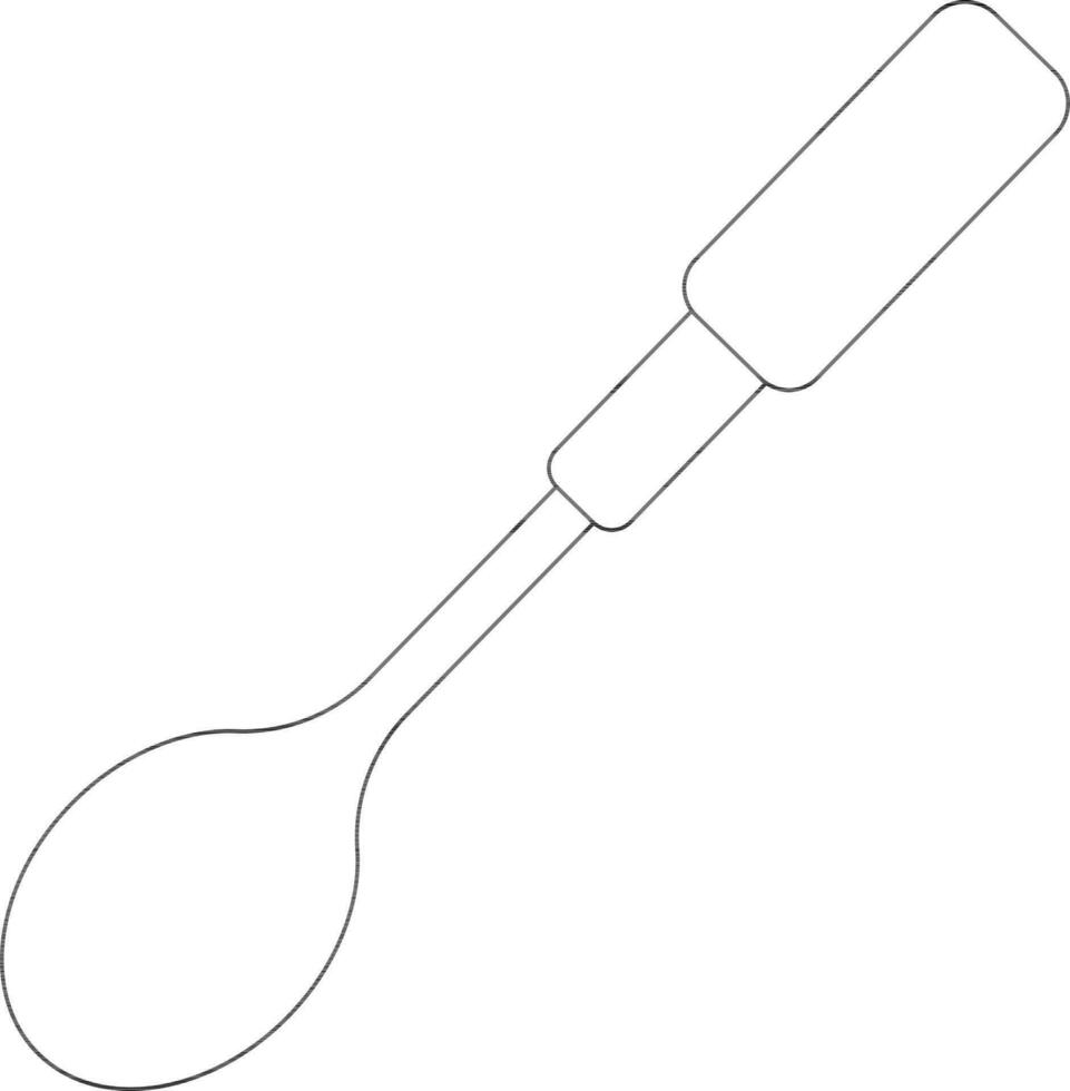 Black line art illustration of a spoon. vector