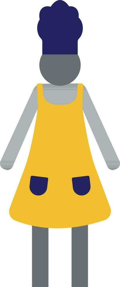 Character of faceless chef standing. vector