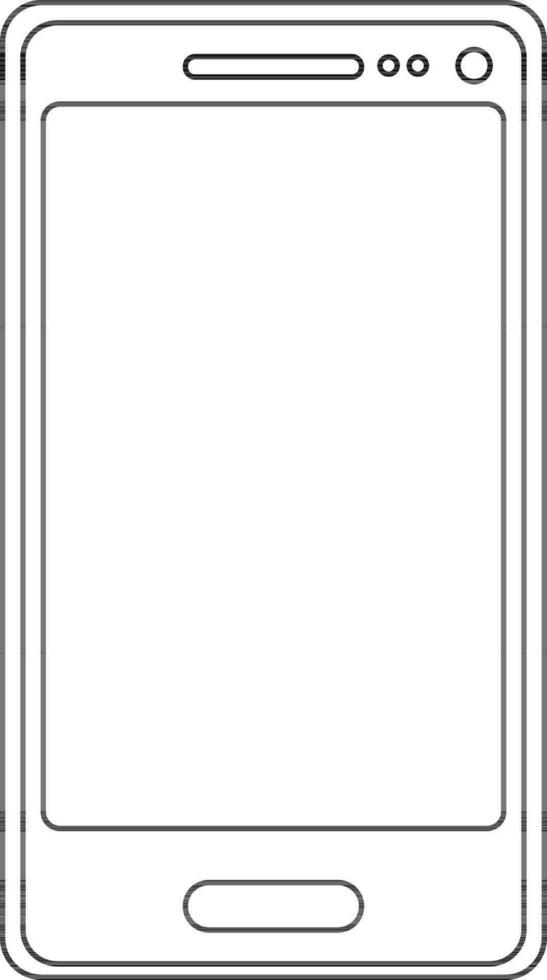 Illustration of a smartphone in black line art. vector