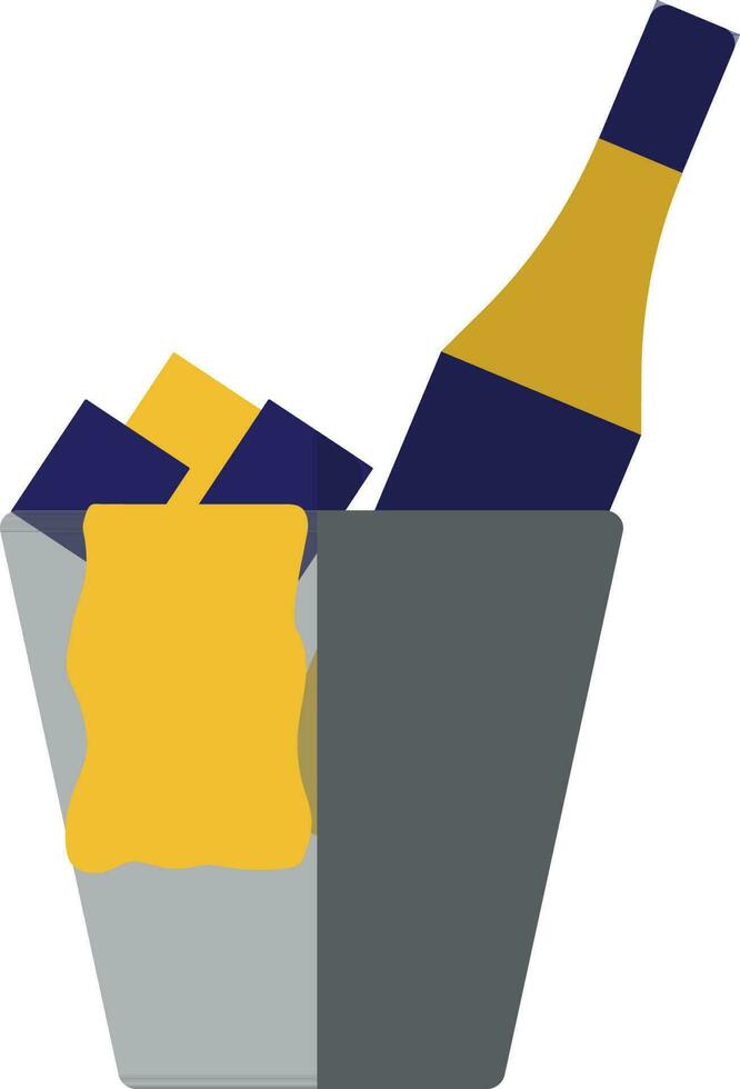 Ice bucket with drinking bottle. vector