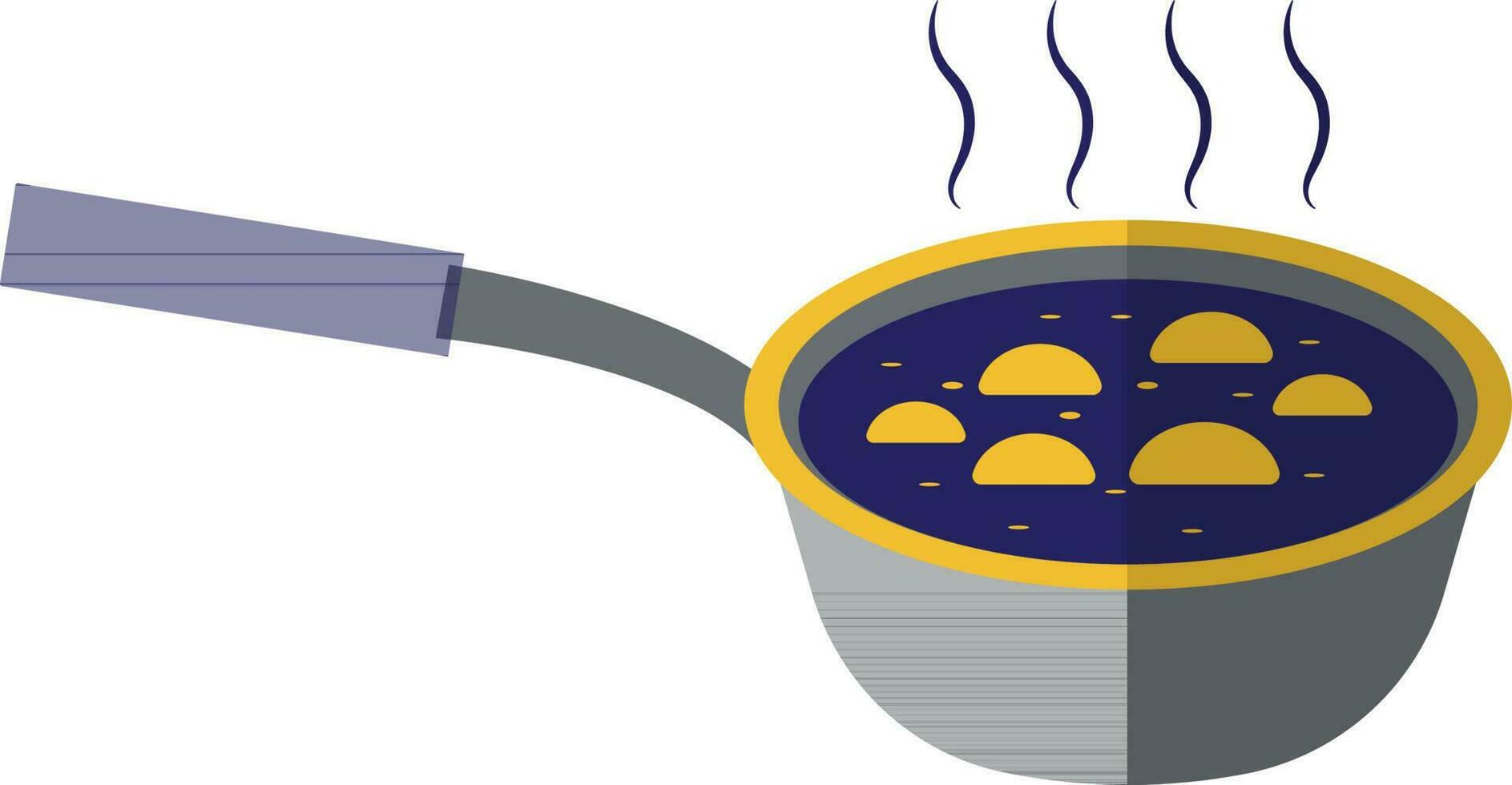 Hot frying pan in flat style. vector