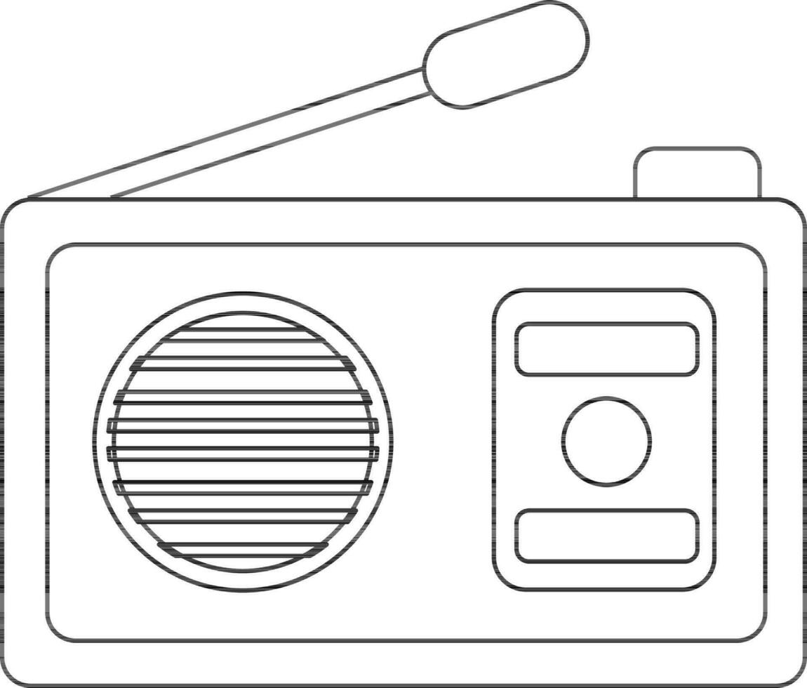 Black line art radio in flat style. vector