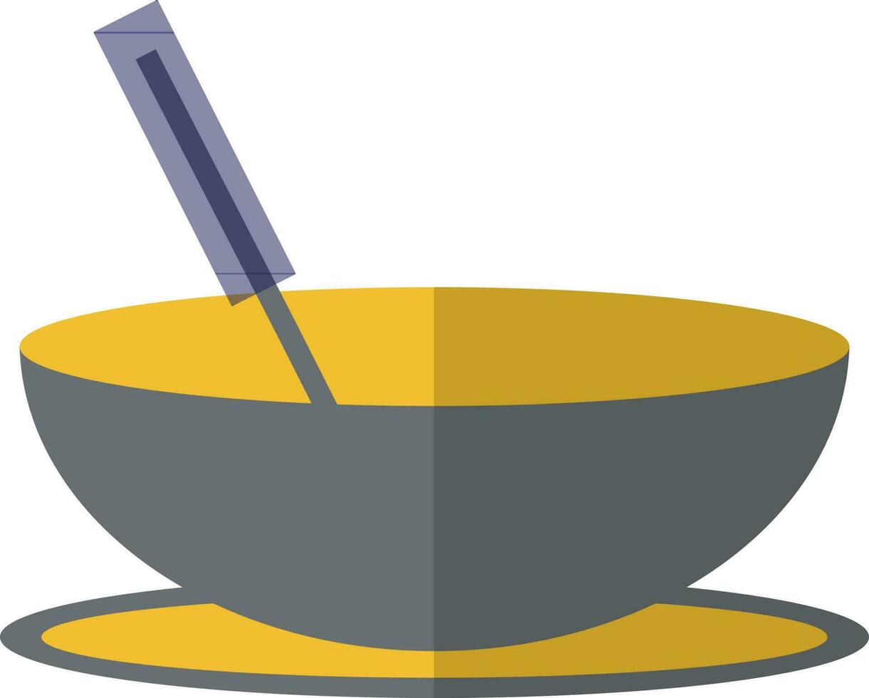 Spoon with bowl on plate. vector