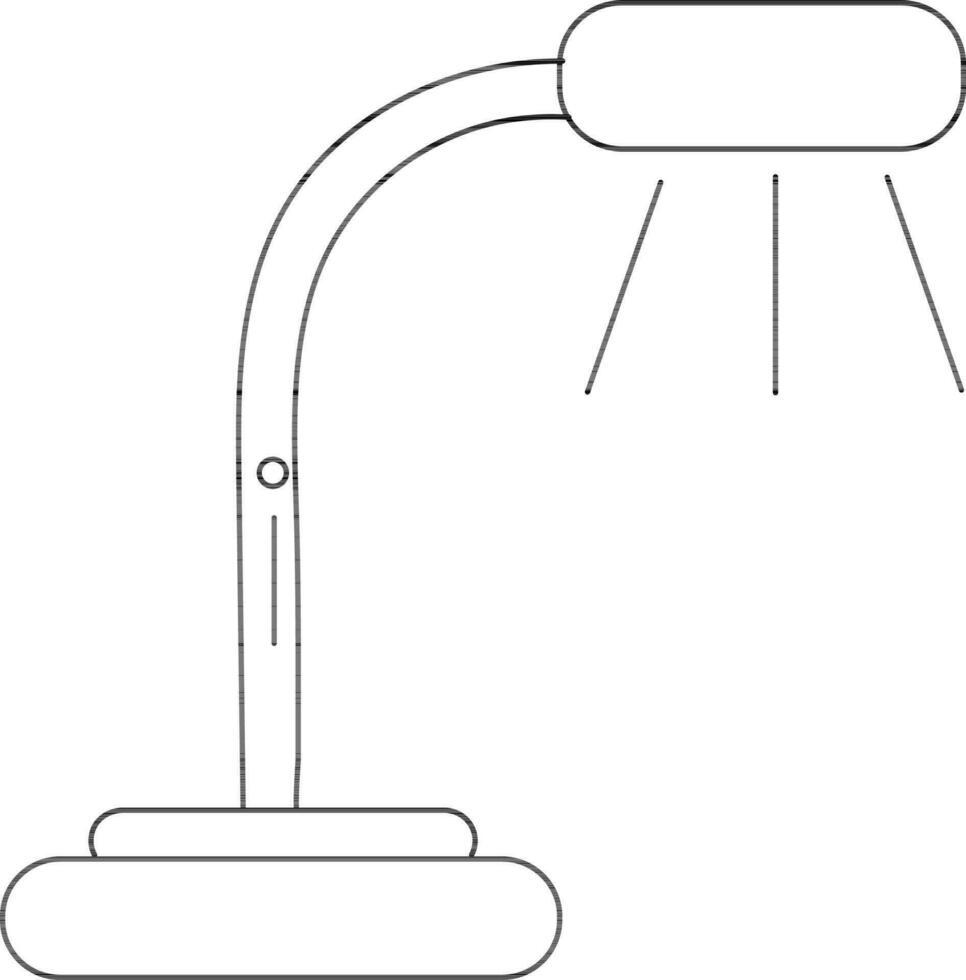 Black line art table lamp. vector