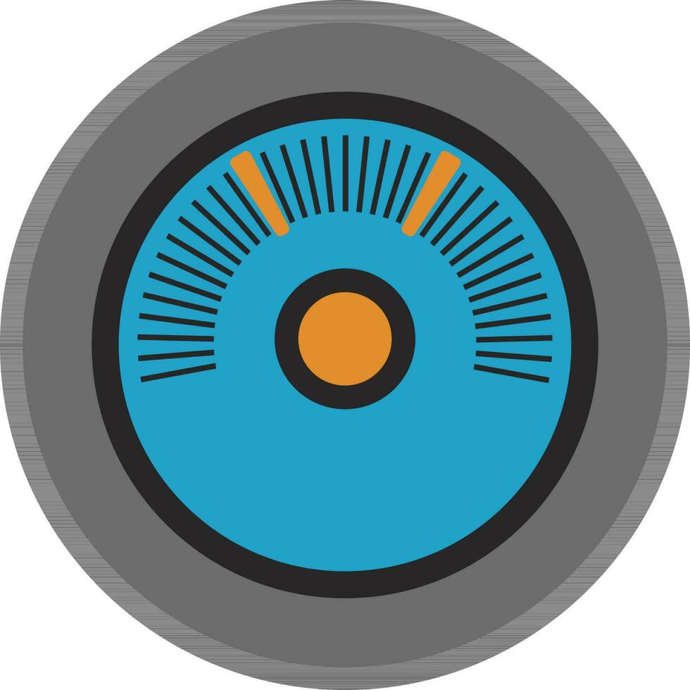 Grey and blue speedometer in flat style. vector