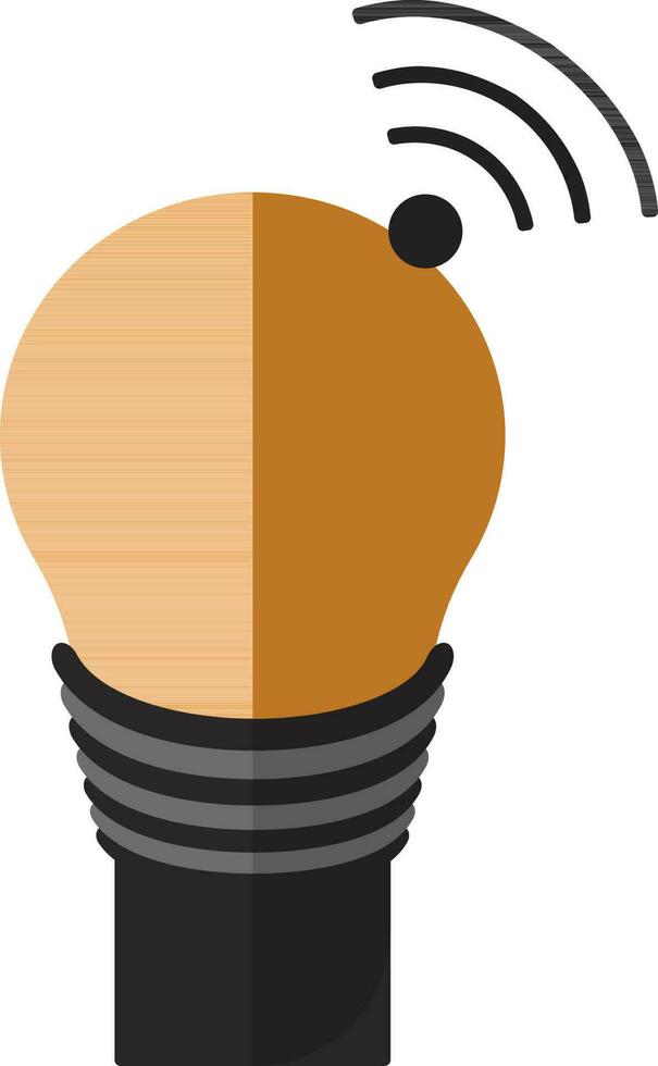 Orange electrical bulb with grey wifi. vector