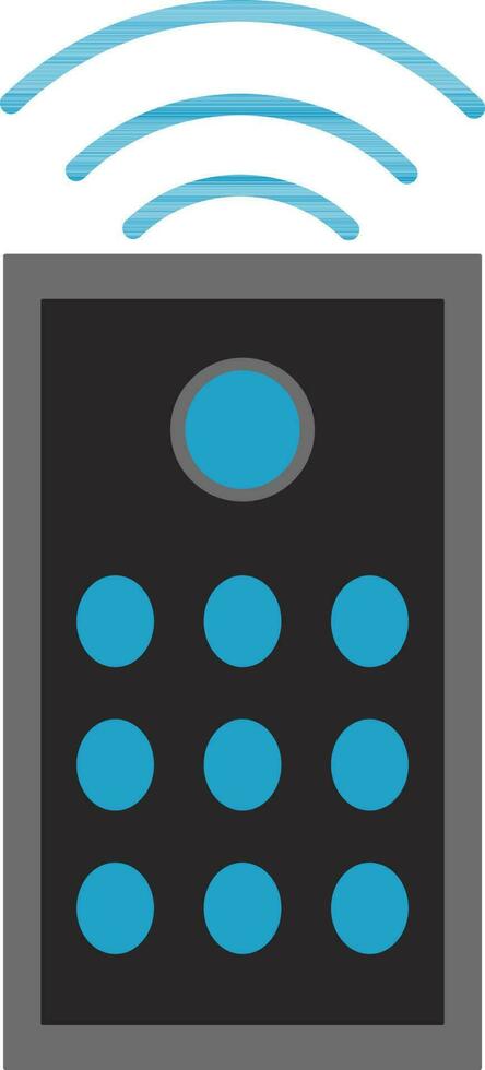 Grey remote control with blue wifi. vector