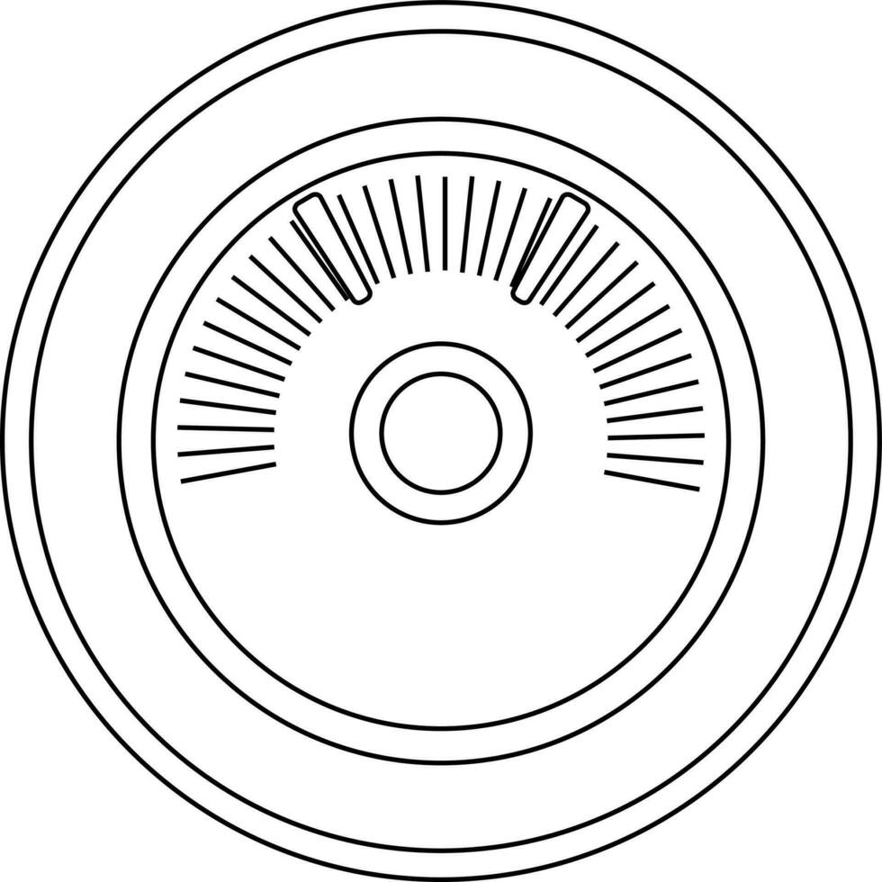 Black line art speedometer in flat style. vector