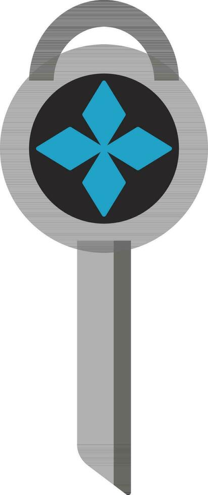 Grey and blue key in flat style. vector