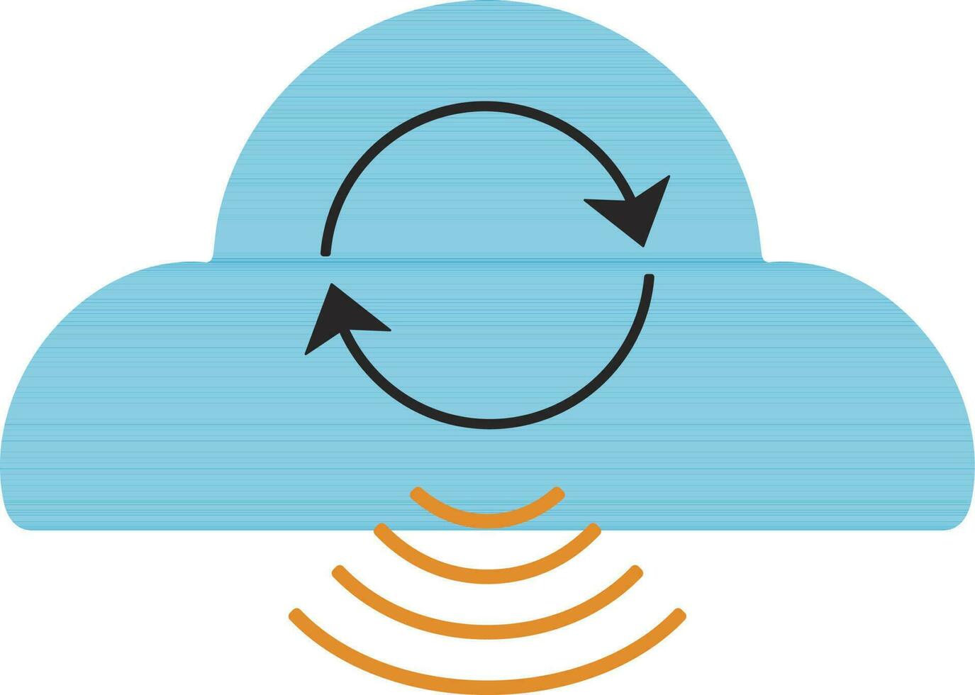 Uploading blue cloud with orange wifi. vector