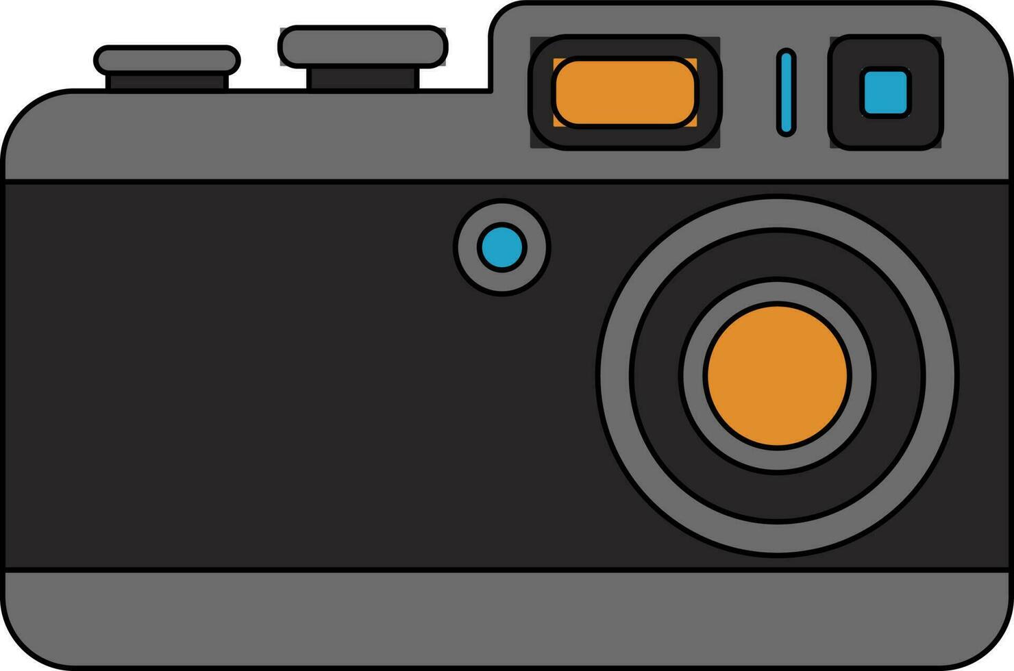 Illustration of a camera in grey and orange color. vector