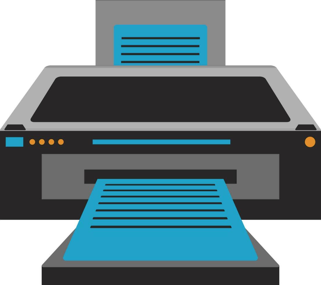 Flat style printer in grey and blue color. vector