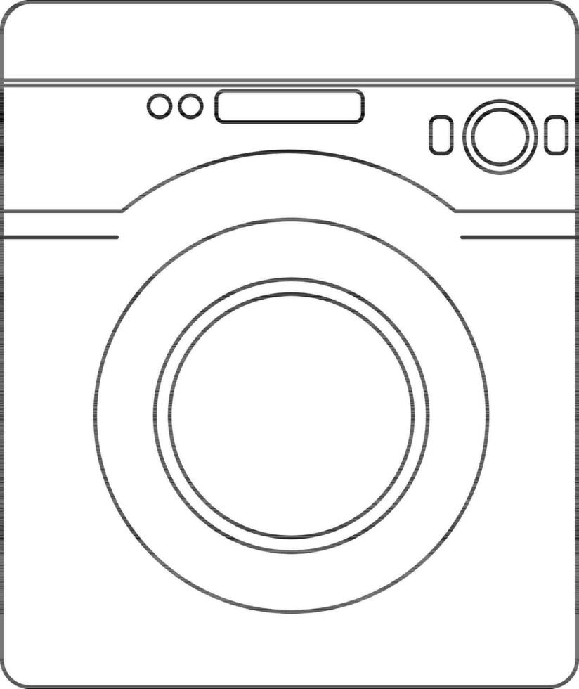 Illustration of washing machine in black line art. vector