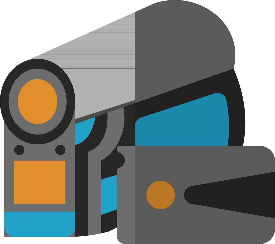 Grey and orange manual video camera. vector