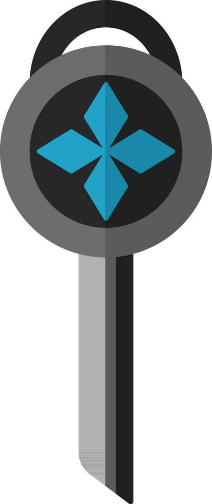 Grey and blue key in flat style. vector