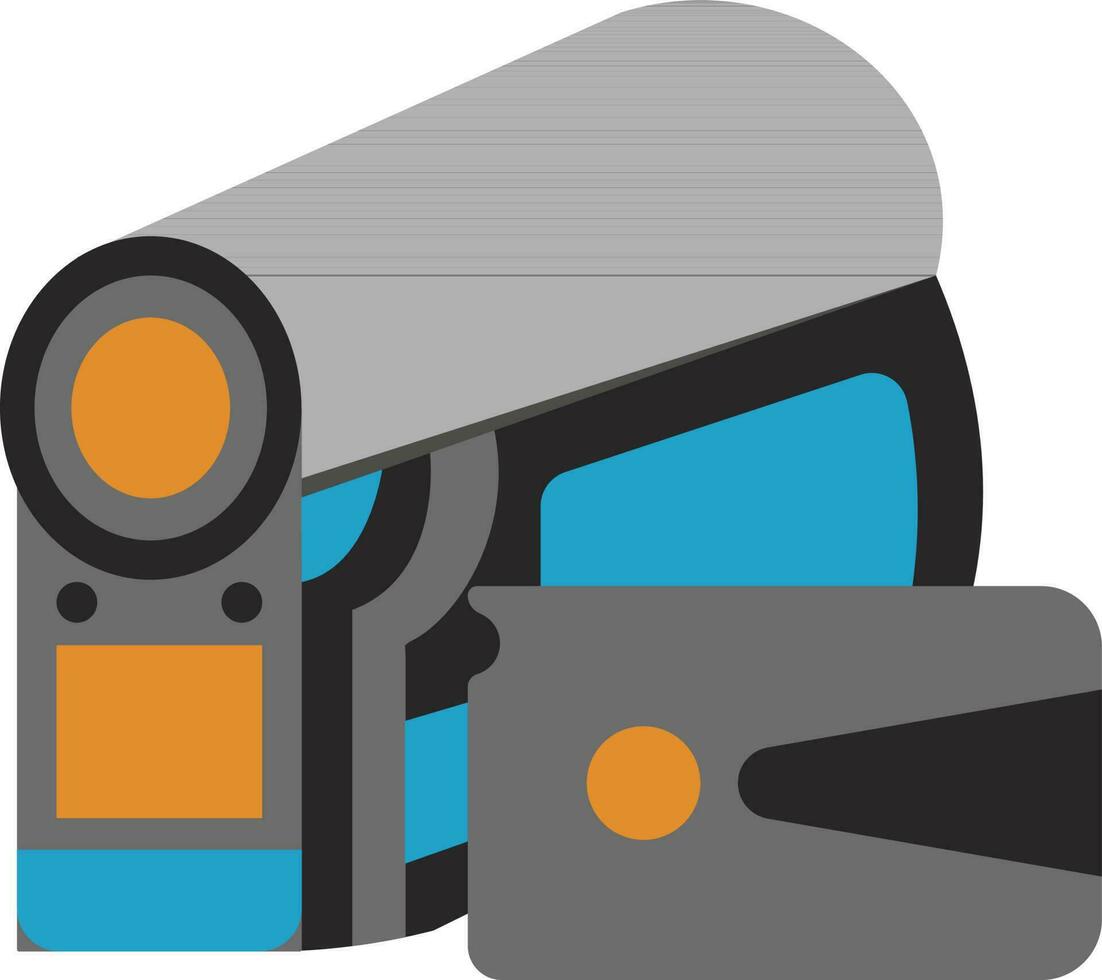 Grey and orange manual video camera. vector