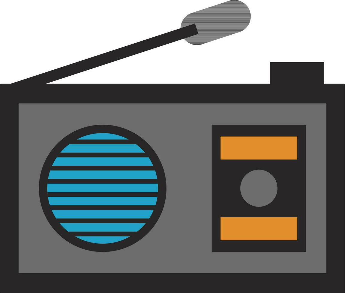 Grey and blue radio in flat style. vector