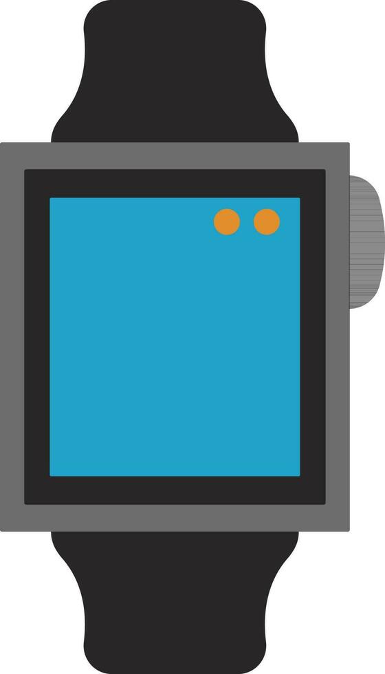 Grey and blue digital watch in flat style. vector