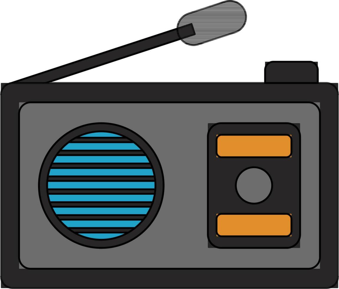 Grey and blue radio in flat style. vector