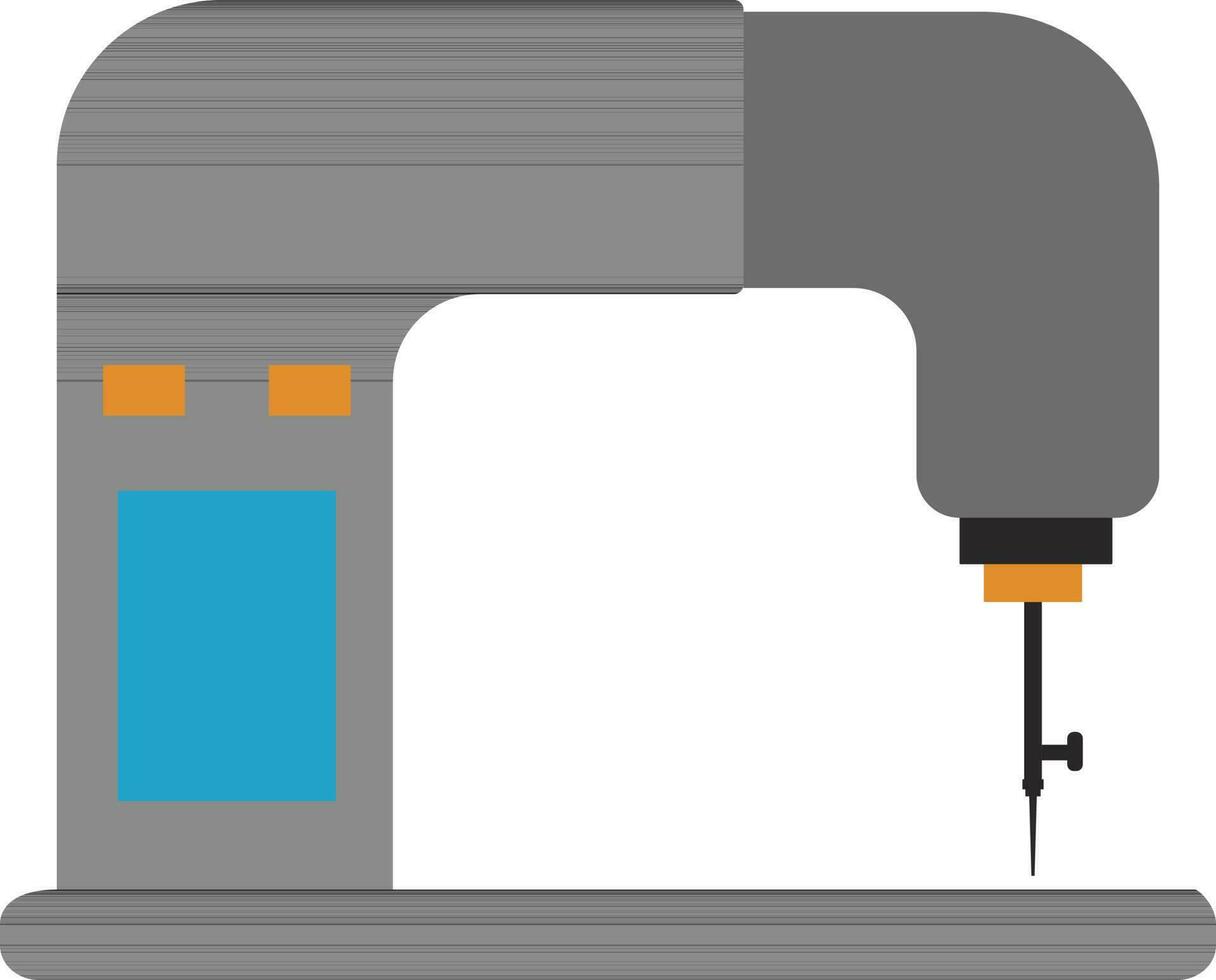 Sewing machine in grey and blue color. vector