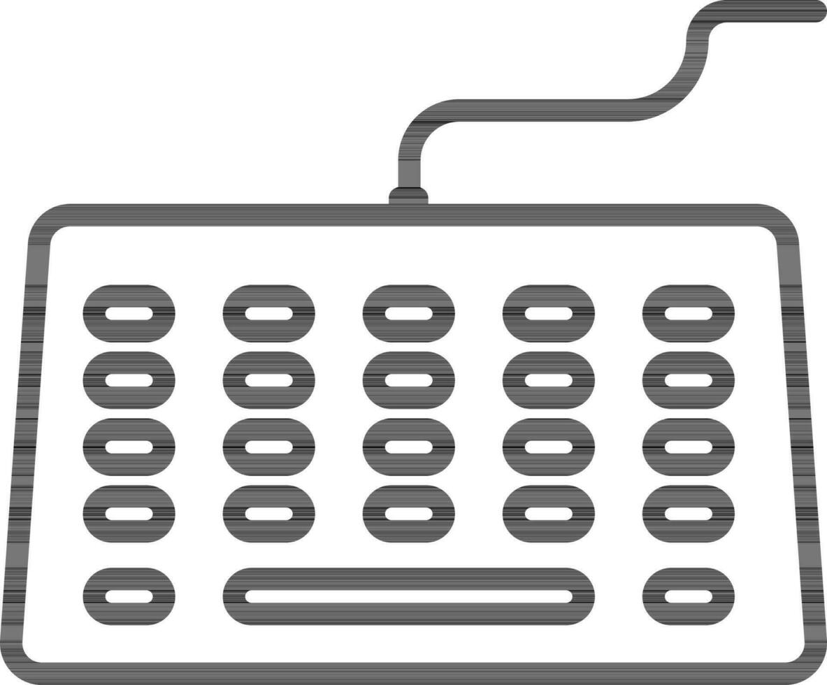 plano estilo teclado icono en negro describir. vector