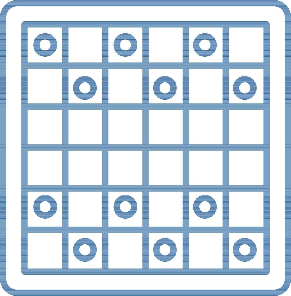 Checkers Game Icon In Blue Line Art. vector