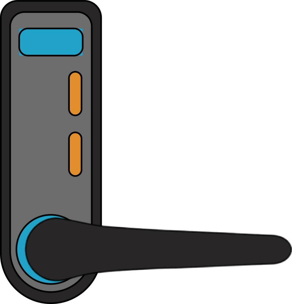 Grey and blue digital door lock. vector