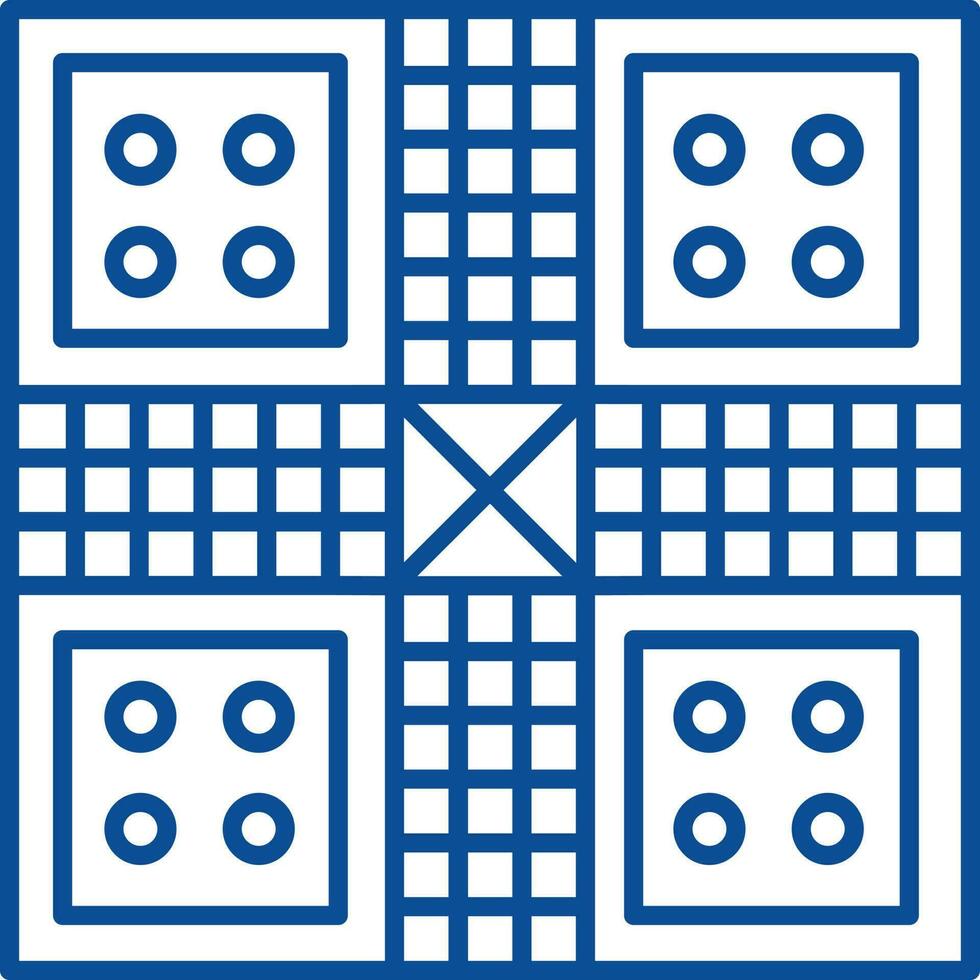 Ludo Icon In Blue Line Art. vector