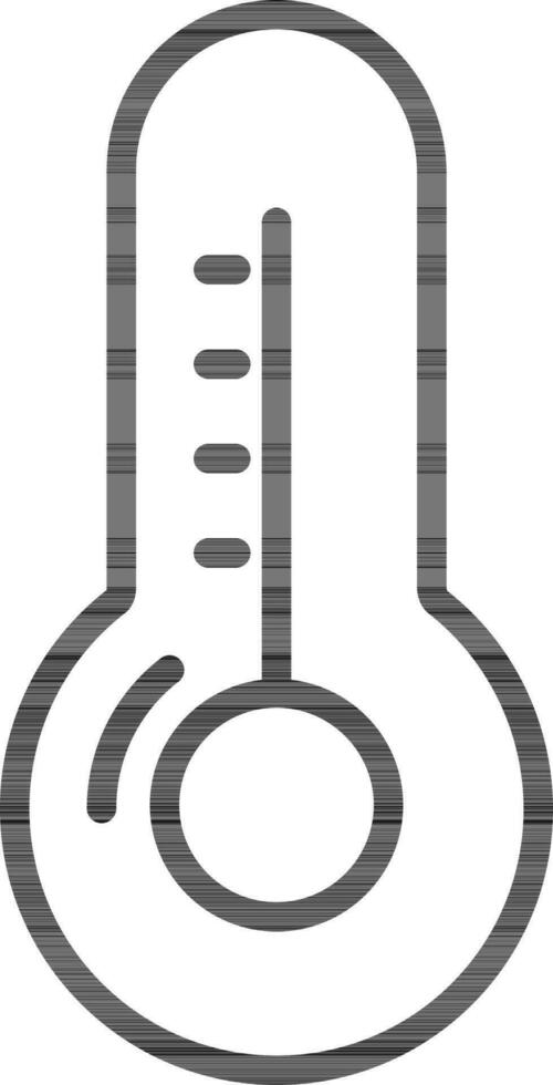 Thermometer Icon In Black Line Art. vector