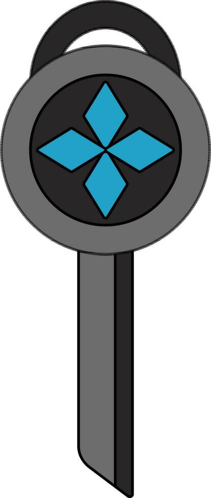 Grey and blue key in flat style. vector