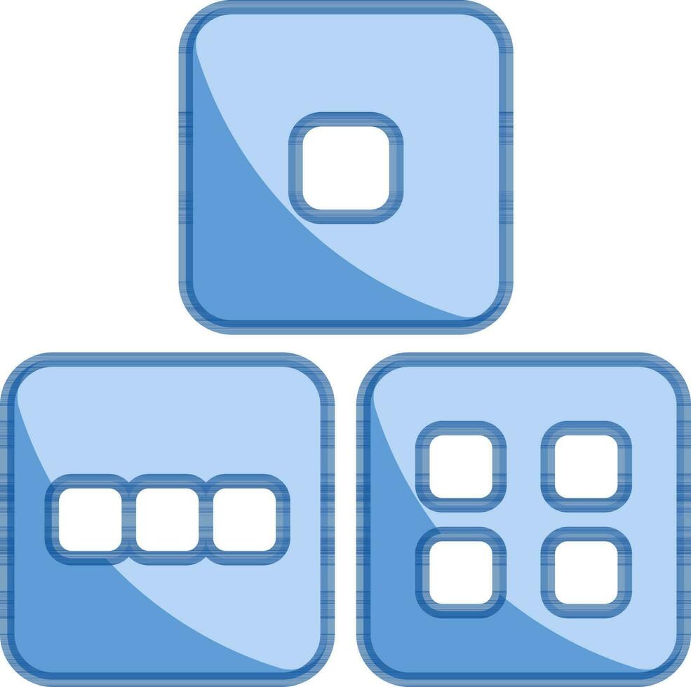 Dice Icon Or Symbol In Blue And White Color. vector