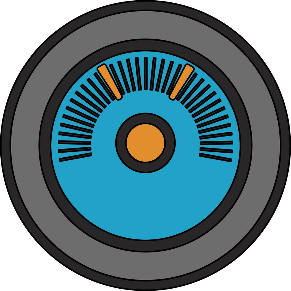 Grey and blue speedometer in flat style. vector