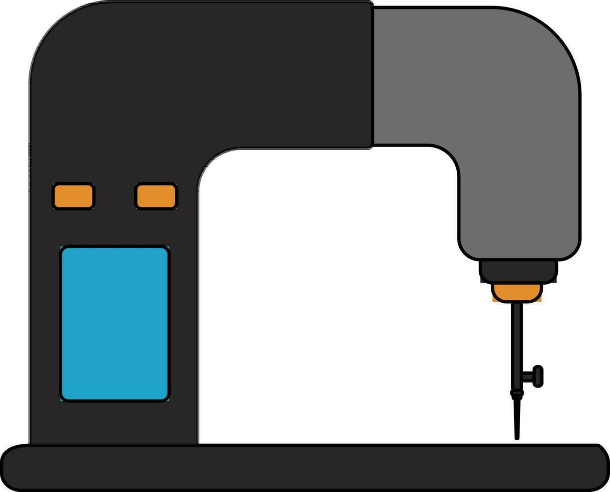 Sewing machine in grey and blue color. vector