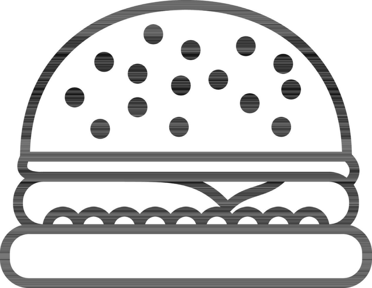 Burger icon in black line art. vector