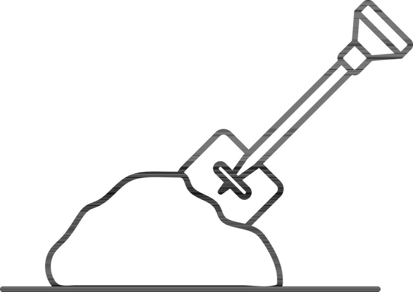 Illustration of Shovel with Soil Icon in Line Art. vector