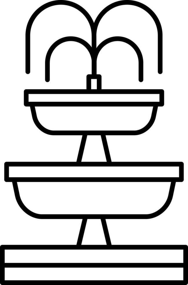 Fountain Icon In Black Line Art. vector