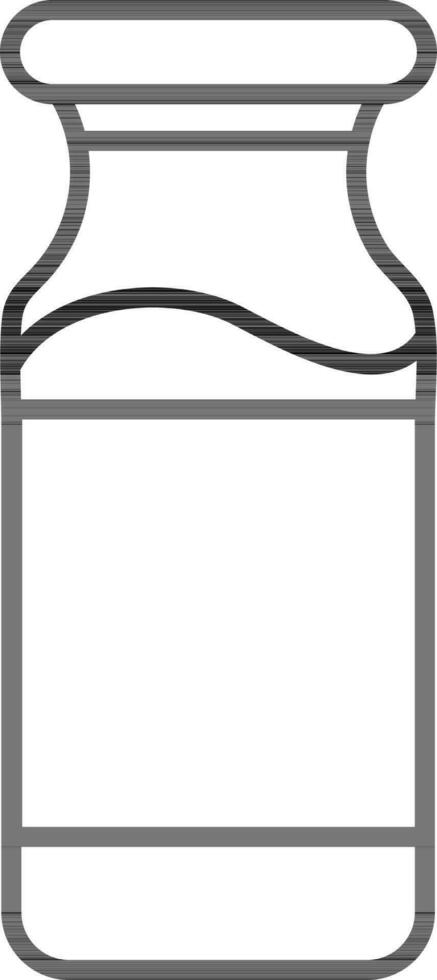 Black Line Art Bottle Icon in Flat Style. vector