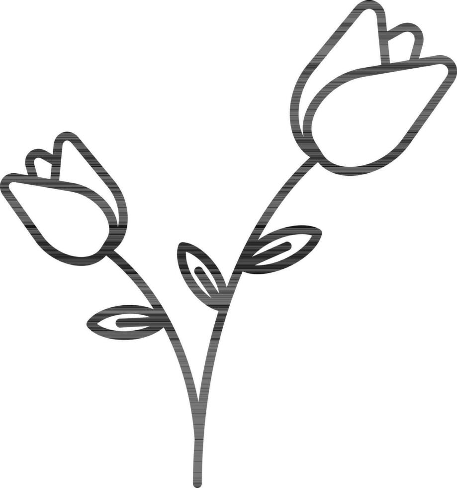 Tulip Flower Icon In Black Line Art. vector