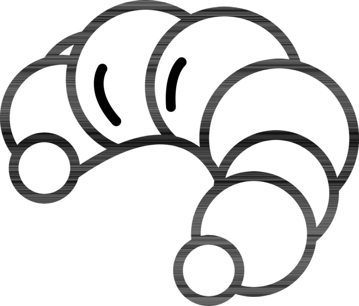 Croissant icon in black line art. vector