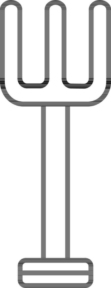 Gardening Fork Or Rake Icon In Line Art. vector