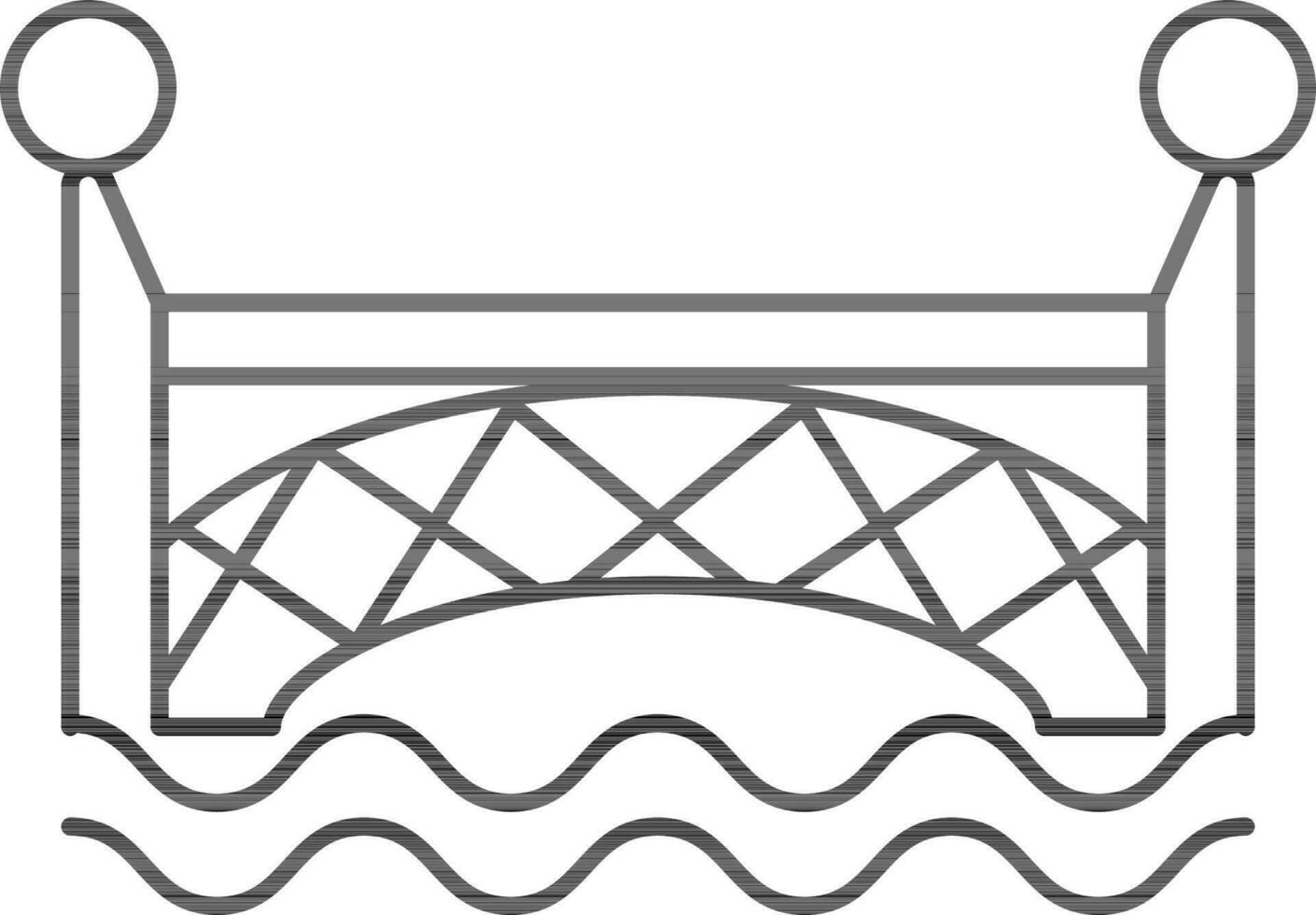 Black Outline Bridge Icon on White Background. vector