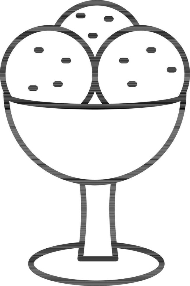 Sorbet or Scoop Ice Cream Bowl Icon in Line Art. vector