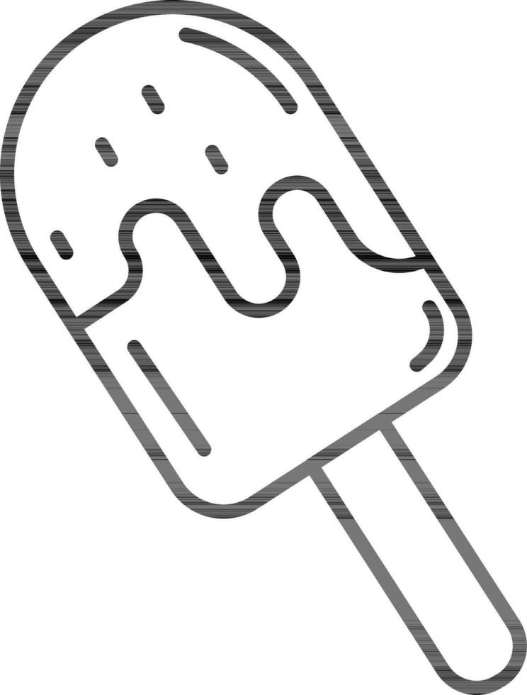 Ice cream stick icon in black line art. vector