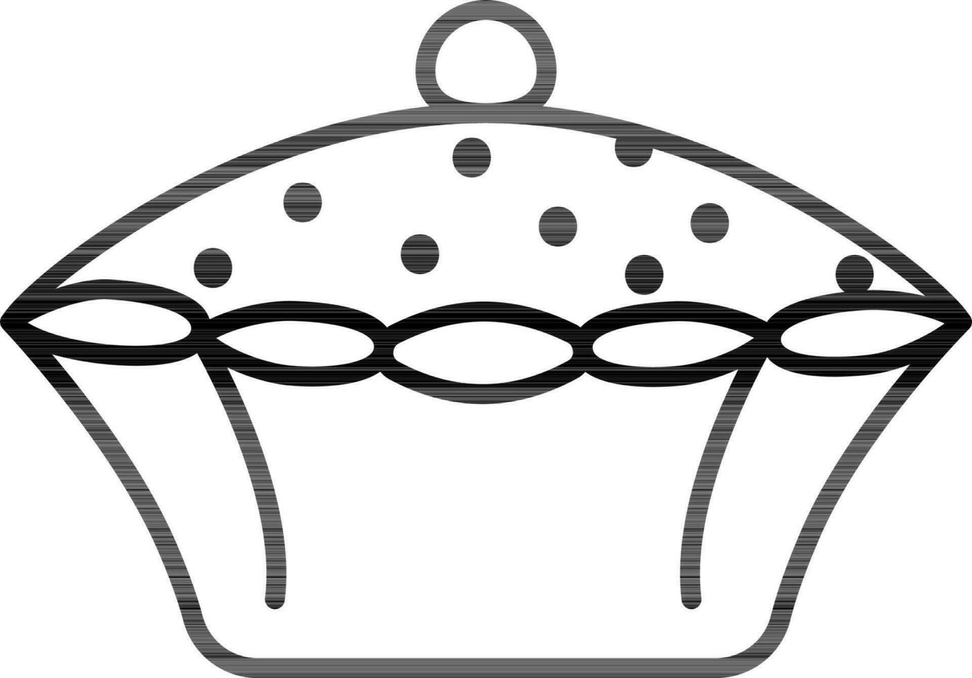 Pie cake icon in thin line art. vector