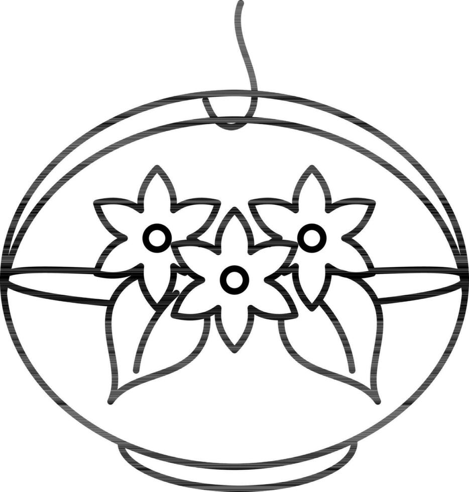 Hang Flower Basket Icon in Line Art. vector