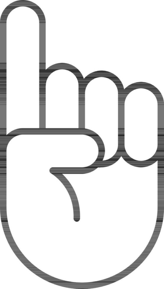 One Finger Up Hand Icon in Black Outline. vector