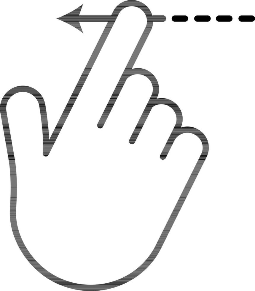 Black Line Art Illustration of Hand Point Left Arrow Icon. vector
