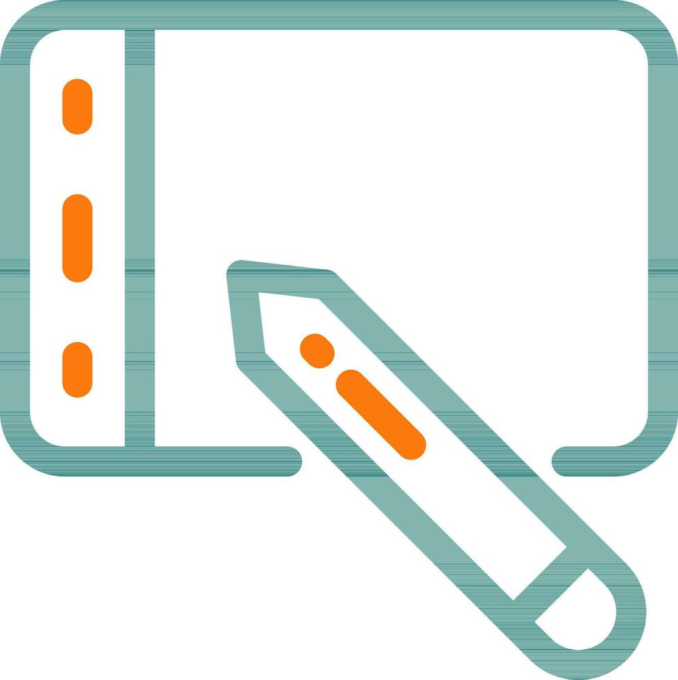 Graphic Tablet Or Pen Tab icon in green line art. vector